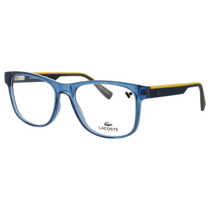 Lacoste L4004 410 Men's Transparent Blue Square Shape Full Rim Frame Eyeglasses , 53mm ,