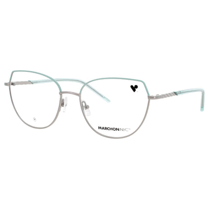 Marchon Men's Gunmetal/Seafoam Metal Full Rim Cat Eye Frame Eyeglasses - M-4030 070 ,