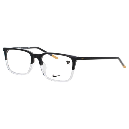 Nike Unisex Black/Clear Acetate Full Rim Rectangular Frame Eyeglasses - 7254 N 012 ,