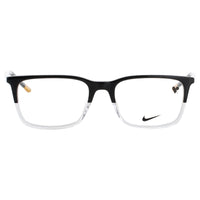 Nike Unisex Black/Clear Acetate Full Rim Rectangular Frame Eyeglasses - 7254 N 012 ,