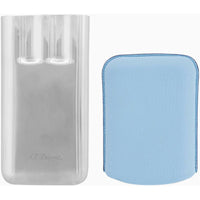 S.T. Dupont 183364 3-Cigar Case, Turquoise Blue Grained Leather and Stainless Steel ,