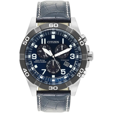 Citizen BL5558-07L Men's Eco-Drive Chronograph Watch with Blue Dial and Titanium Style ,