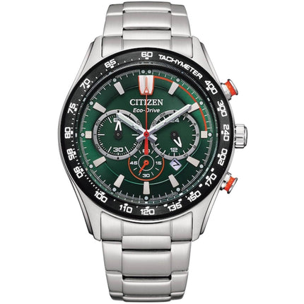 Citizen CA4488-52X Eco-Drive Men's Green Dial Chronograph Watch Stainless Steel 100M ,