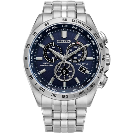 Citizen CB5870-58L Promaster Eco-Drive Men's Blue Dial Chronograph Watch Steel Bracelet ,