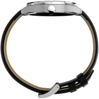 Timex Main Street TW2Y16000 Men’s 42mm Quartz Silver Dial Black Leather Strap Watch ,