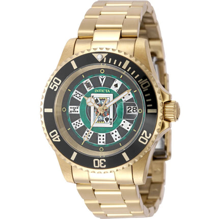 Invicta Pro Diver House of Cards 50525 Men’s 40mm Gold Tone Green Dial Quartz Watch ,