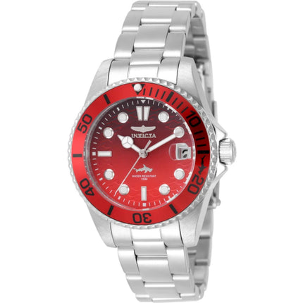 Invicta Pro Diver 50923 Women’s 34mm Steel Quartz Watch with Red Metal Dial, 100m ,