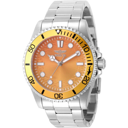 Invicta Pro Diver 50932 Men’s 43mm Stainless Steel Quartz Watch, Brown Yellow Dial ,