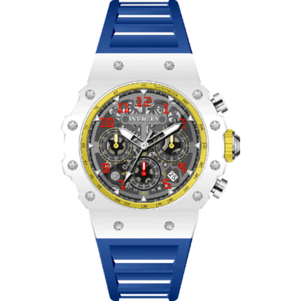 Invicta Racing 69787 Unisex 40.5mm Quartz Watch White Acrylic Case, Blue Silicone Band ,