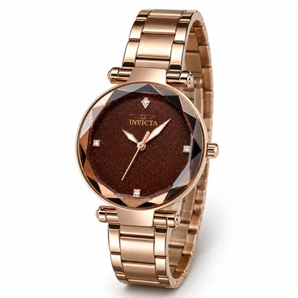 Invicta 70325 Celestial Women’s Quartz Watch 34mm Rose Gold-Tone Brown Dial Steel Band ,