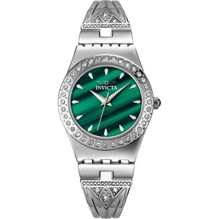 Invicta 70437 Celestial Women’s 30mm Quartz Watch with Silver Steel Case, Green Dial ,