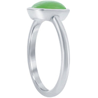 Classic Unisex Silver 8mm Cushion Jade Ring - W-2843 ,