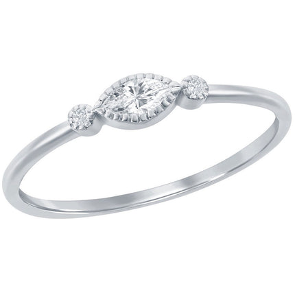 Classic Women's Marquise and Bezel-Set CZ Ring - W-2743 ,