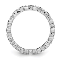 Sterling Silver Stackable Expressions Polished Black/White Dia Ring | QSK641 ,