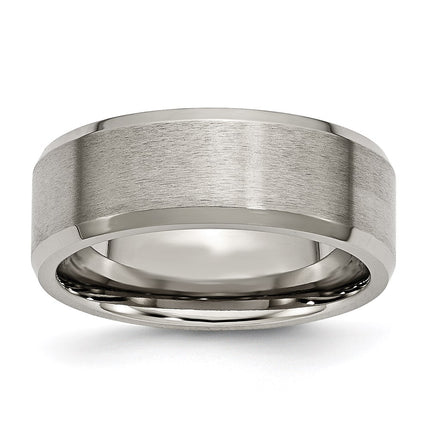 Titanium Beveled Edge 8mm Brushed and Polished Band | TB115 ,