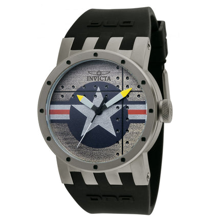 Invicta 11649 Men's DNA Bomber Black Rubber Strap Silver Dial Watch ,