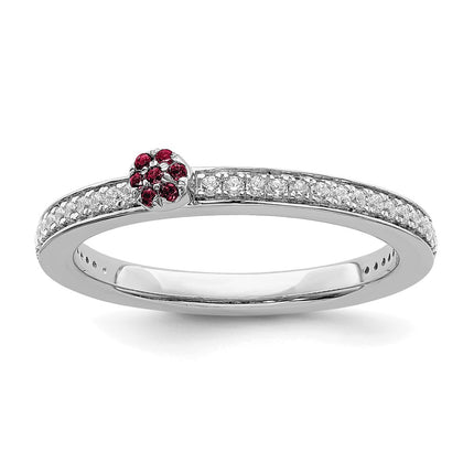 14k White Gold Stackable Expressions Created Ruby and Diamond Ring | SK2082 ,