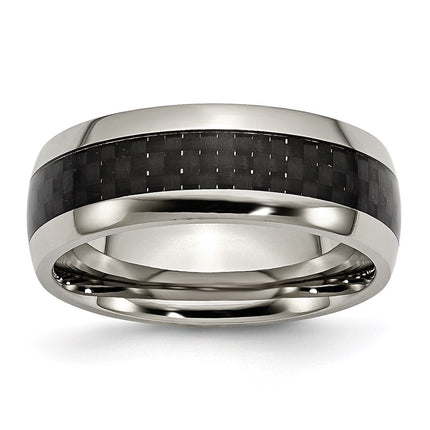 Titanium Polished w/Black Carbon Fiber Inlay 8mm Band | TB178 ,