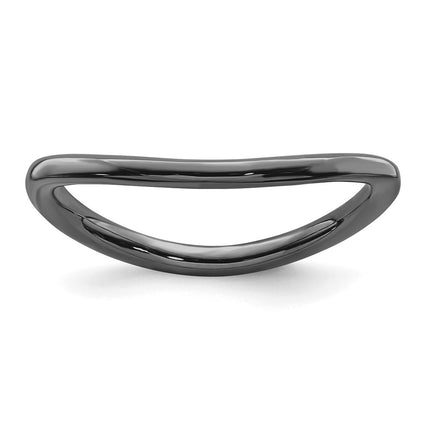 Sterling Silver Stackable Expressions Polished Black-plated Wave Ring | QSK711 ,