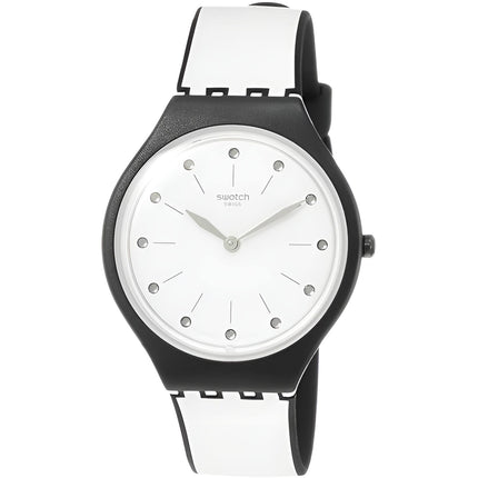 Swatch Women's Watch - Skin Skinme Light Grey and Black Silicone Strap | SVOB102 ,