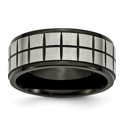 Titanium 9mm Black IP-plated Brushed & Polished Band | TB268 ,