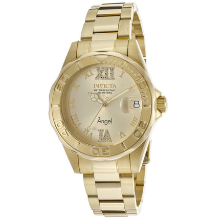 Invicta 14397 Women's Angel Quartz Gold Tone Dial Gold Plated Steel Dive Watch ,