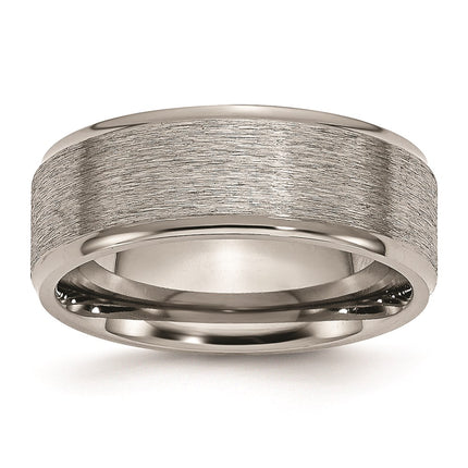 Titanium Ridged Edge 8mm Brushed and Polished Band | TB42 ,