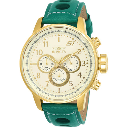 Invicta Men's Watch - S1 Rally Chronograph Ivory and Gold Dial Leather Strap | 24085 ,