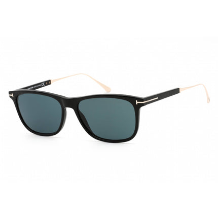 Tom Ford Unisex Sunglasses - Shiny Black Plastic Rectangular Shape Frame | FT0813 01V ,