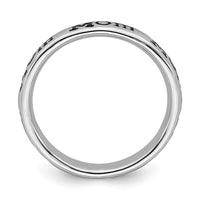 Sterling Silver Stackable Expressions Polished Enameled Mom Ring | QSK993 ,