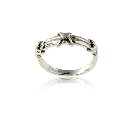 Sterling Silver Thin Double Band With Three Xs - W-9016 ,