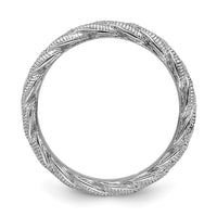 Sterling Silver Stackable Expressions Rhodium-plated Twist Ring | QSK1559 ,