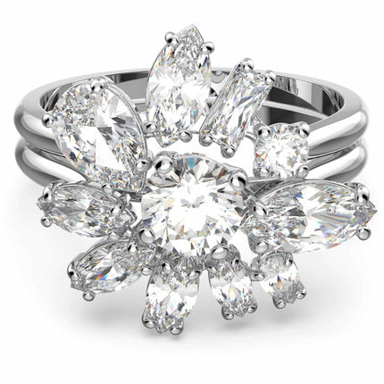 Swarovski Women's Ring - Gema Rhodium Plated Zirconia Cocktail, Size 55 | 5644665 ,