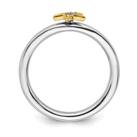 Sterling Silver Stackable Expression Gold-Plated Dia. Star Ring | QSK2175 ,