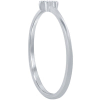 Classic Women's Silver Heart Shape White CZ Ring - W-2749 ,