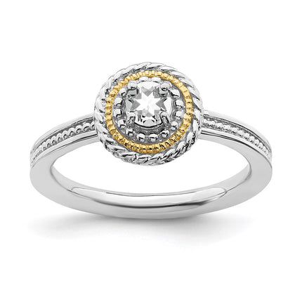 Sterling Silver & 14k Stackable Expressions White Topaz Ring | QSK917 ,