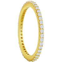 Classic Women's Gold 1.5mm White CZ Band Ring - W-2782 ,