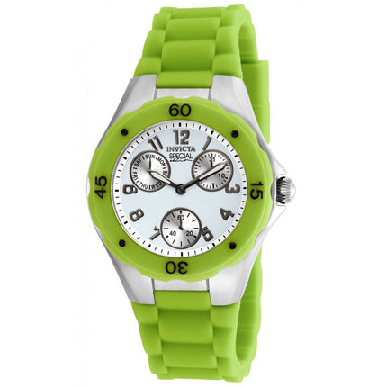 Invicta 18793 Women's Angel Silver Dial Green Silicone Strap Watch ,