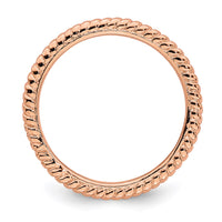 Sterling Silver Stackable Expressions Pink-plated Twisted Ring | QSK176 ,