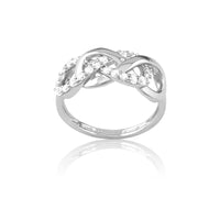 Sterling Silver Shiny and CZ Infinity Ring - W-9698 ,