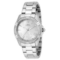 Invicta 21383 Women's Angel Crystal Accented Bezel Silver Dial Steel Bracelet Watch ,