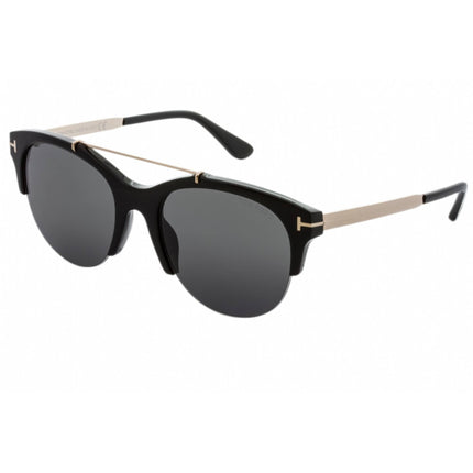 Tom Ford Women's Sunglasses - Shiny Black Pilot Frame Smoke Mirror Lens | FT0517 01A ,