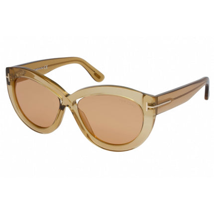Tom Ford Women's Sunglasses - Shiny Light Brown Plastic Cat Eye Frame | FT0577 45E ,