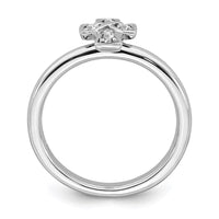 Sterling Silver Stackable Expressions Rhodium White Topaz Cross Ring | QSK1633 ,