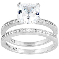 Classic Women's Double-Band Large Square CZ Ring - W-9315 ,