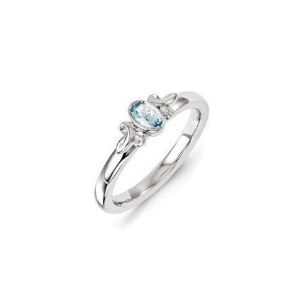 Sterling Silver Stackable Expressions Aquamarine Ring | QSK1298 ,