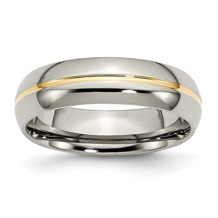 Titanium Yellow IP-plated Grooved 6mm Polished Band | TB195 ,