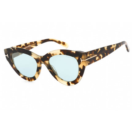 Tom Ford Unisex Sunglasses - Havana Cat Eye Frame Blue Mirrored Lens | FT0658 56X ,