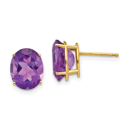 14k 10x8mm Oval Amethyst Earrings ,