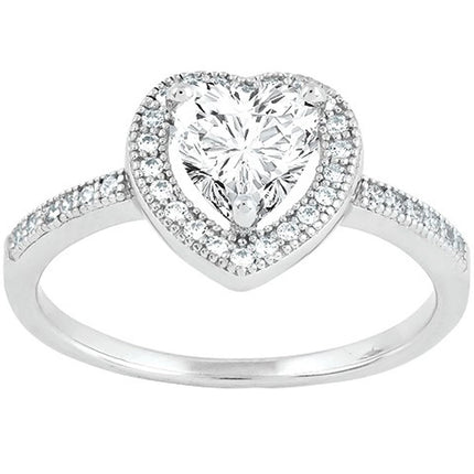 Classic Women's Heart CZ and Micro Pave Ring - W-9309 ,